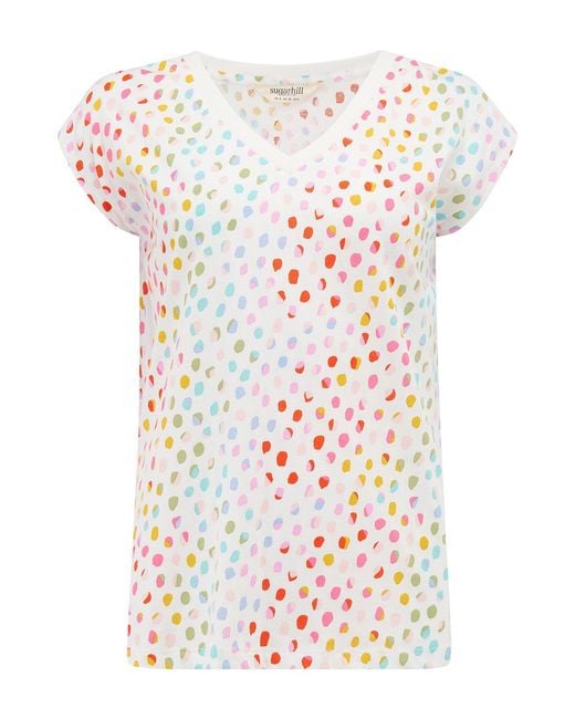 Sugarhill White Ariana V-Neck Tank T Shirt, Pebbles