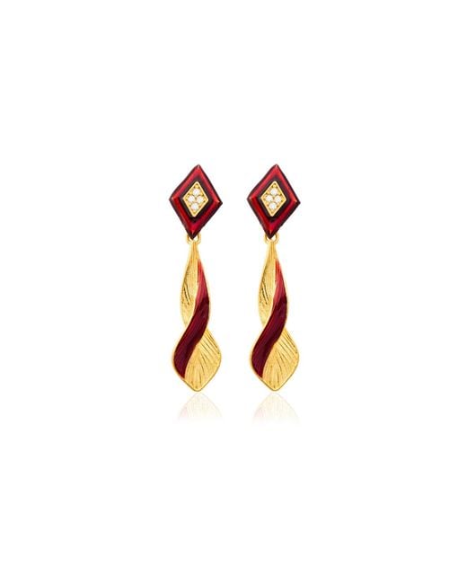 Milou Jewelry Orange Infinity Drop Earrings With Zircon