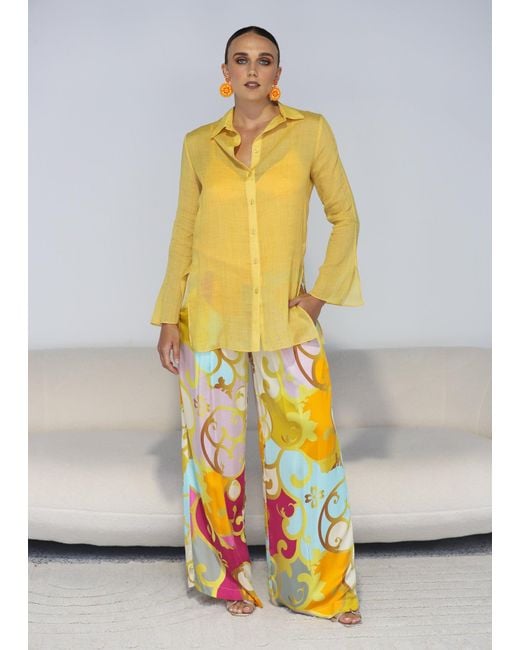 Why Mary Yellow Tuscan Sun Linen Shirt