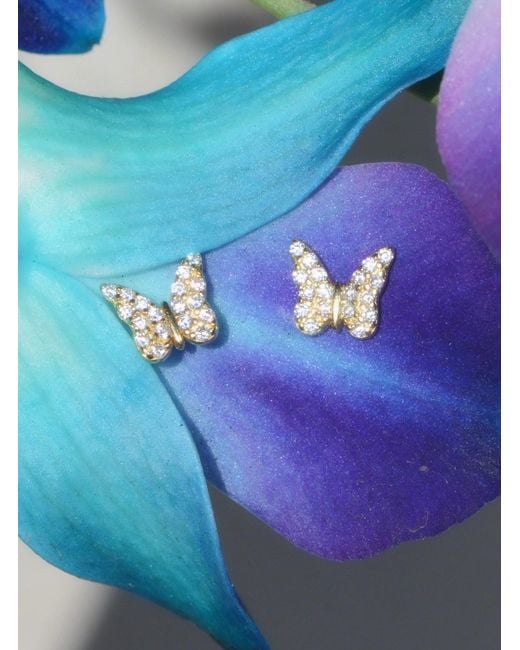 KAMARIA Metallic Butterfly Stud Earrings With Crystals