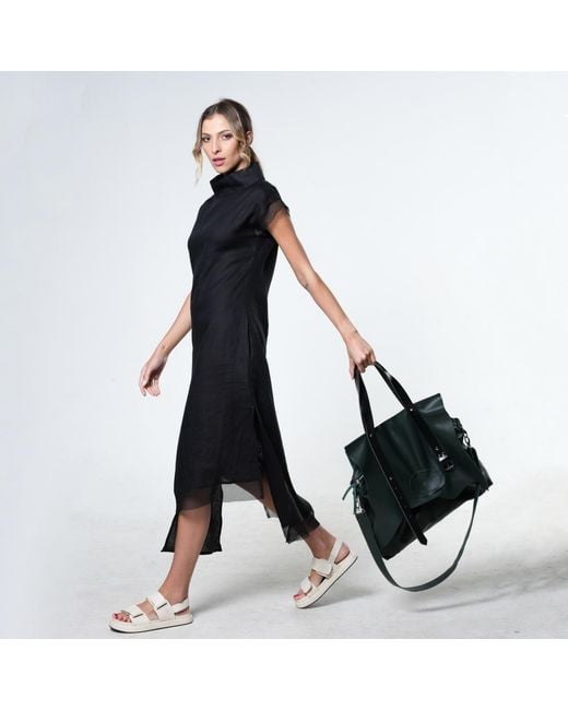 Metamorph Blue Asymetric Linen Dress
