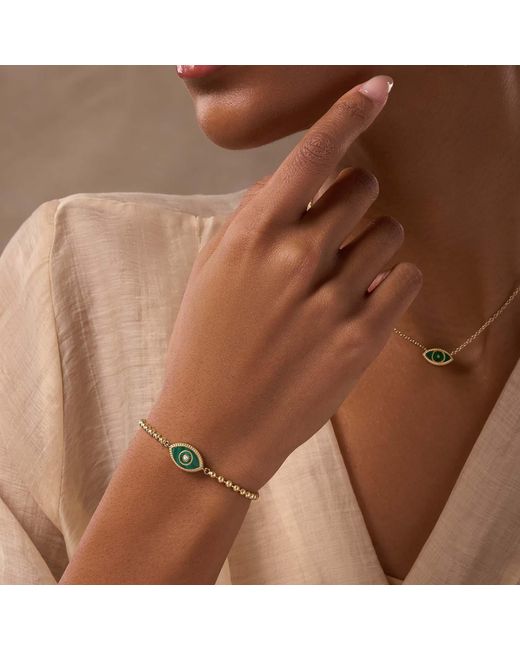 Karma and Luck Metallic Bright Soul Evil Eye Malachite Bracelet