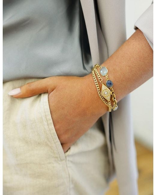 Loni Paul Jewelry Metallic Matte Double Wrap Pave Eye Bracelet