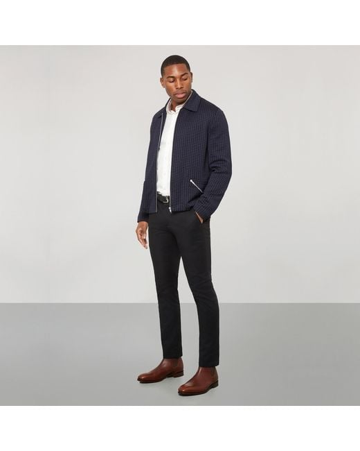 SEREN LONDON Blue Houndstooth Knitted Jacket for men