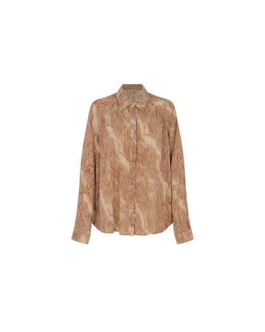 Raffya Natural Ginger Button Down Tiger Print Shirt