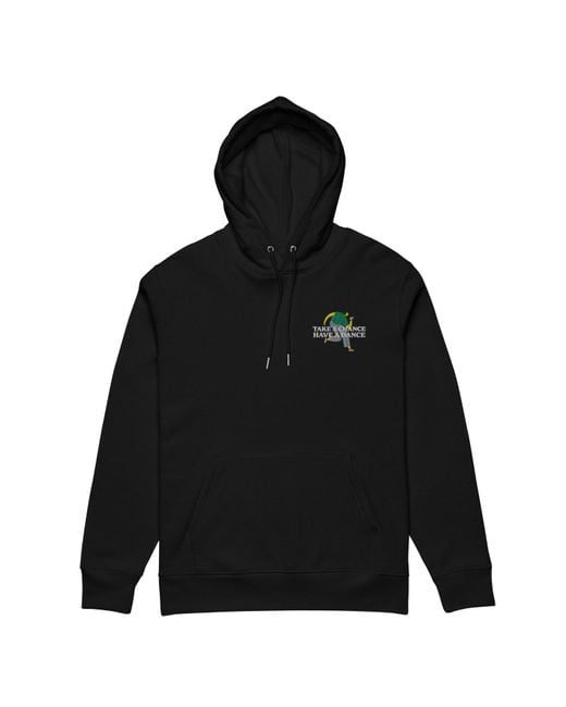 Anchor and Crew Black Take A Chance Have A Dance Disco! Organic Cotton Embroidered Heavyweight Hoodie for men