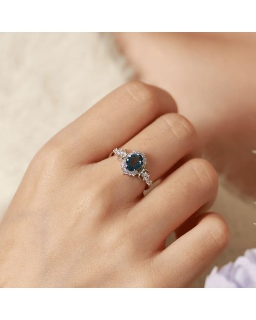 Azura Jewelry New York Blue Galactic Oval Cut London Topaz Ring Vermeil