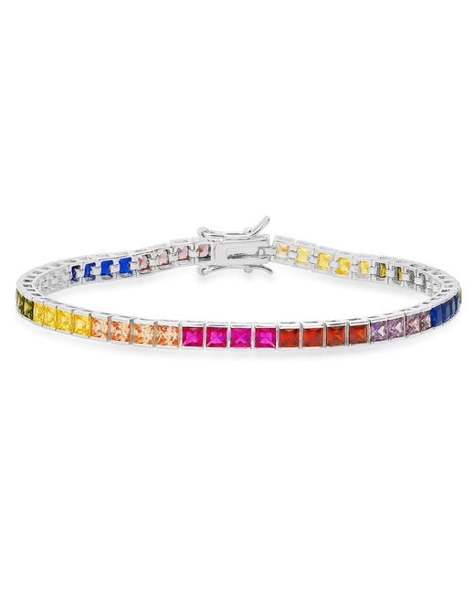 Kylie Harper Metallic Multi Sapphire Princess Cut Tennis Bracelet