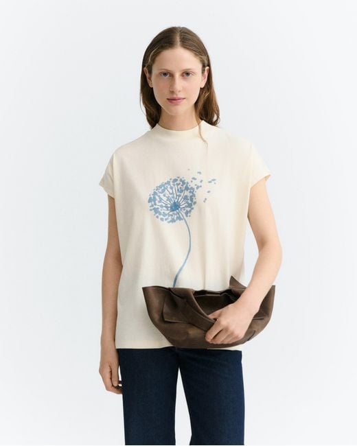Thinking Mu White Ecru Dandelion Volta T-Shirt