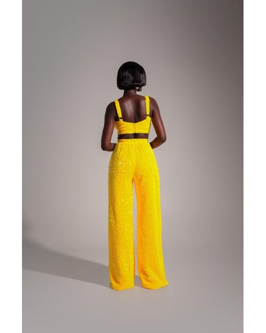 Ofuure Yellow Liza Sequin Bra Top