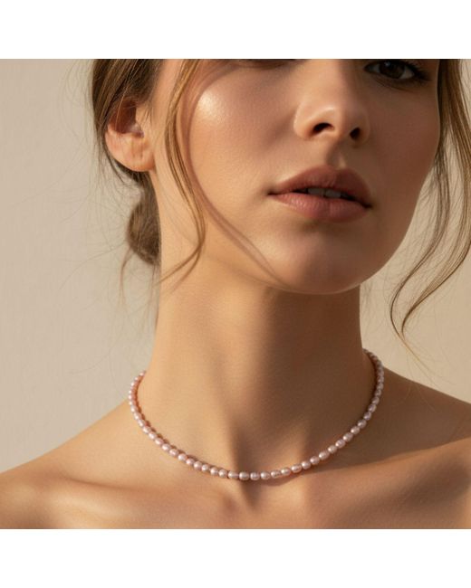 Seven Saints Metallic Blush Freshwater Baroque Pearl Choker, Rhodium