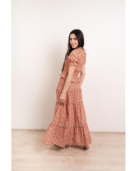 Mind Traveler Orange Bruna Floral Skirt