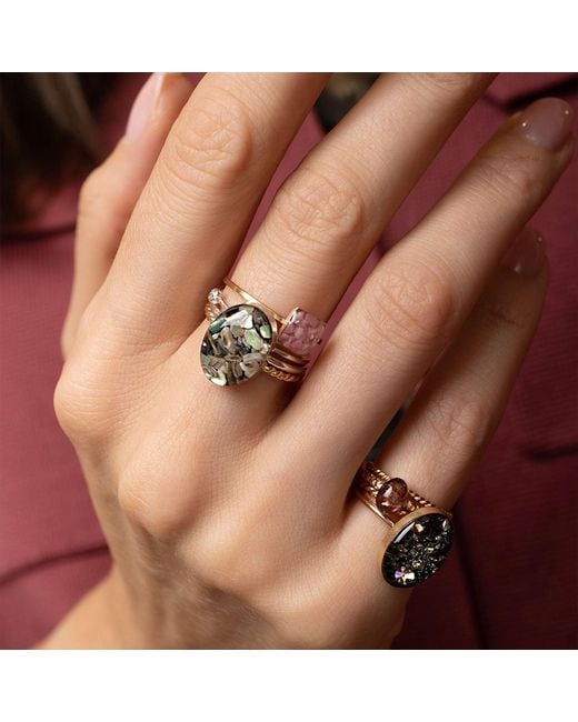 Kate Koel Black Statement Galaxy Oval Cocktail Ring