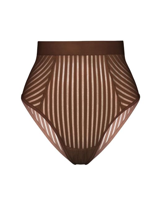 MONIQUE MORIN LINGERIE Brown Vertigo Hi Waisted Brief Cocoa