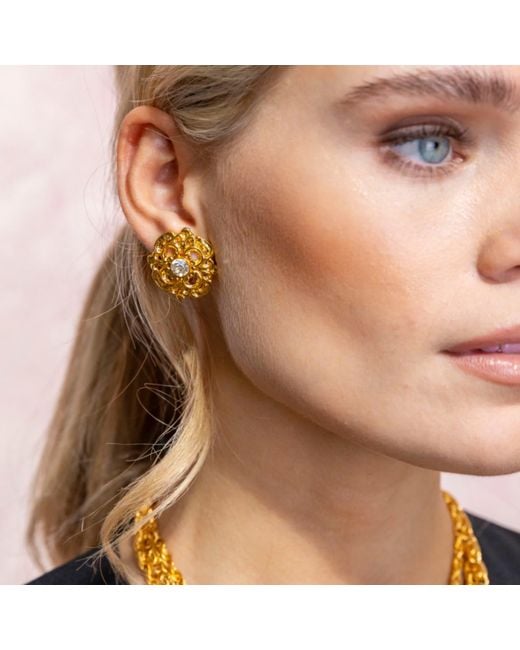 Caramel Vintage Jewellery Metallic Vintage Plated Janet Clip On Earrings