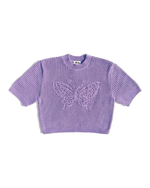 Gigi Knitwear Purple Butterfly Cotton Knit T-Shirt