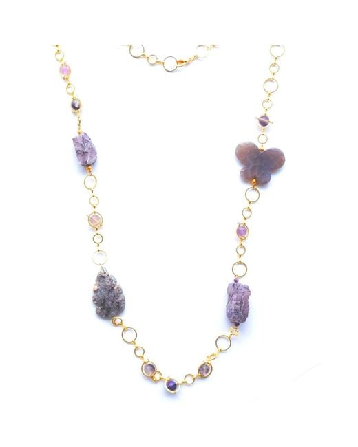 Way to Chic Metallic One Of A Kind Amethyst & Agate Chain Necklace