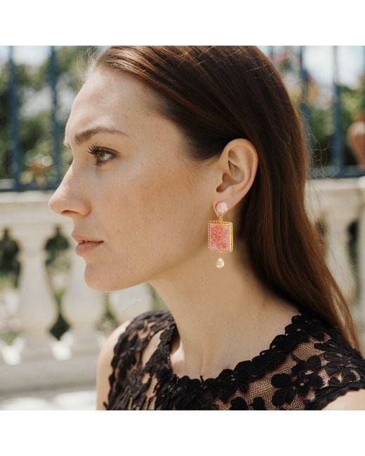 Vintouch Italy Metallic Eternal Bloom Cameo Earrings