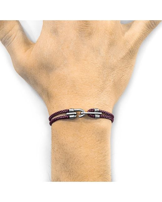 Anchor and Crew Purple Aubergine Canterbury & Rope Bracelet for men