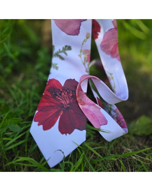 Baines London Purple Love Light Floral Design Satin Suit Tie