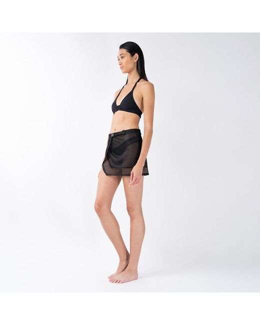 Kim Foley Black Shortie Sarong Beach Cover-Up Athletic Wrap Skirt