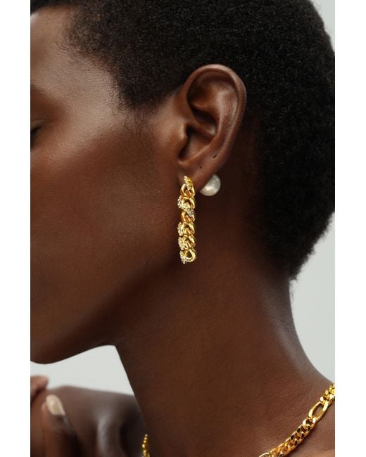 Classicharms Metallic Rhinestone Chain Earrings