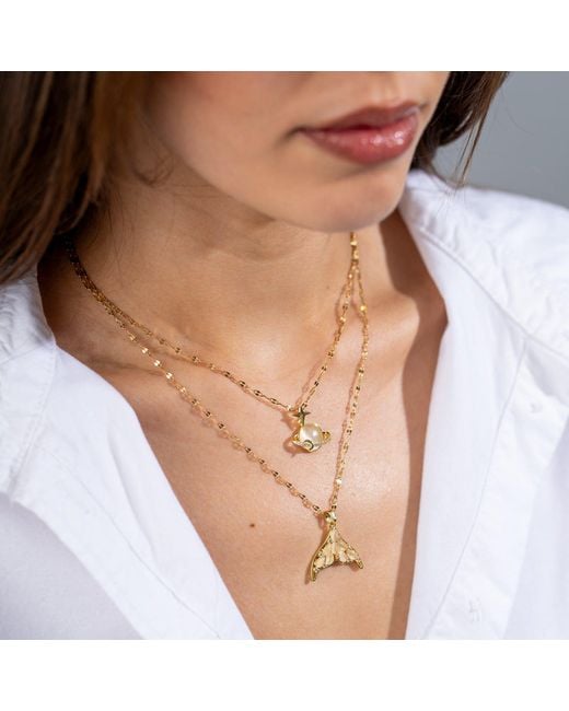 Ebru Jewelry Metallic Mystic Mermaid Tail Pendant Necklace
