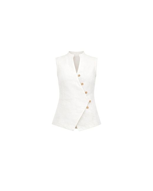 Lumina Eligma White The Isla Linen Vest Ensemble