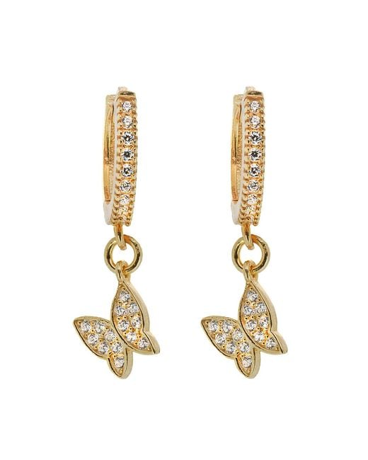 Ebru Jewelry Metallic Plated Sterling Silver Sparkly Butterfly Earrings