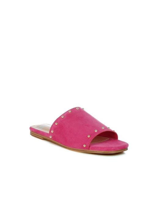Rag & Co Pink Odalia Soft Suede Leather Studded Flats