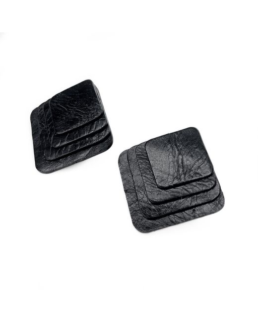 WAIWAI Black Layered Leather Studs