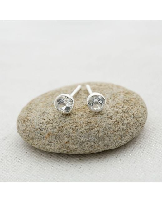 Lily Charmed White April Birthstone Earrings