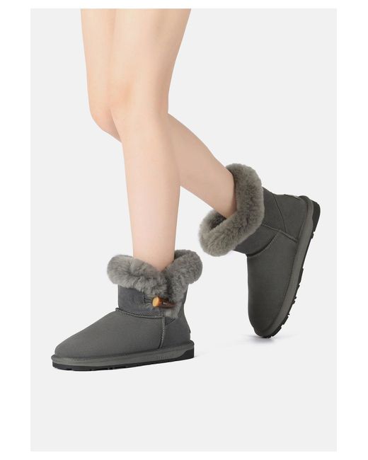 EverAu Australia Gray Robin Horn Toggle Button Mini Boots
