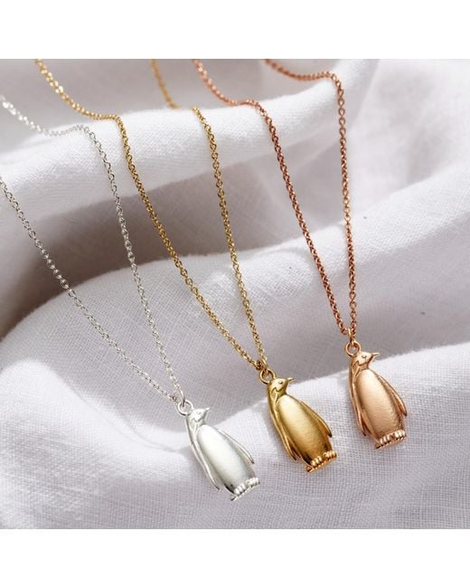 Posh Totty Designs Metallic Sterling Soulmate Penguin Charm Necklace
