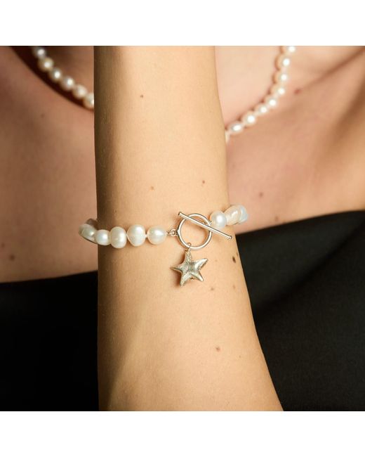 Pearls of the Orient Online Metallic Stella Cultured Freshwater Irregular Pearl Bracelet With A Sterling Star Charm