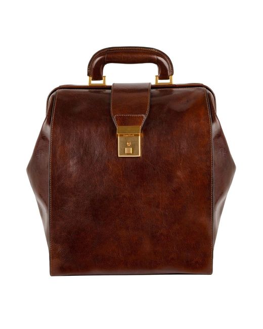 Time Resistance Brown Leather Backpack for men