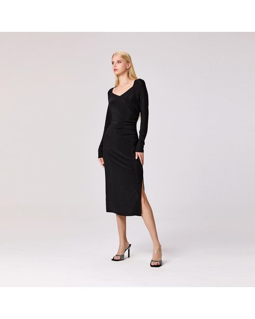 Smart and Joy Black Fitted Jersey Rush Side Dress
