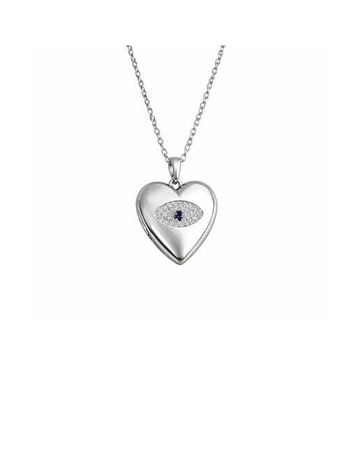 Maison De Gala Metallic Heart Evil Eye Pendant Necklace