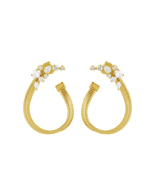 Artisan Metallic Diamond Designer Hoop Earrings