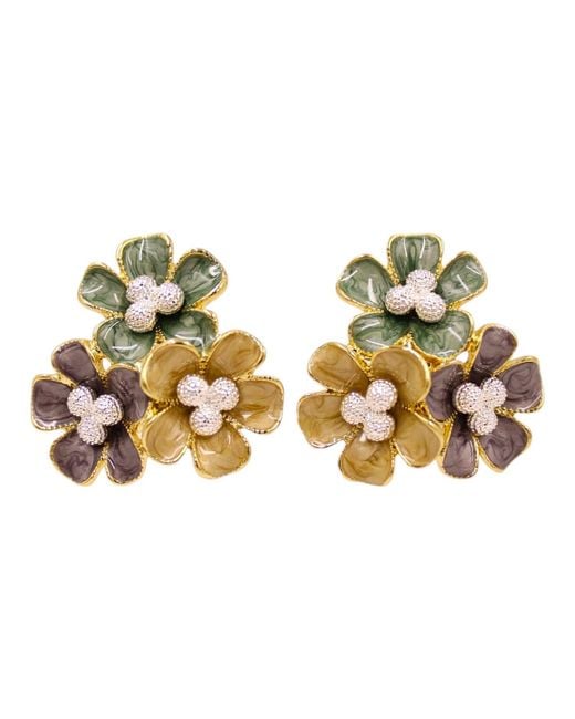 1610Istanbul Metallic Istanbul Floral Mosaic Earrings