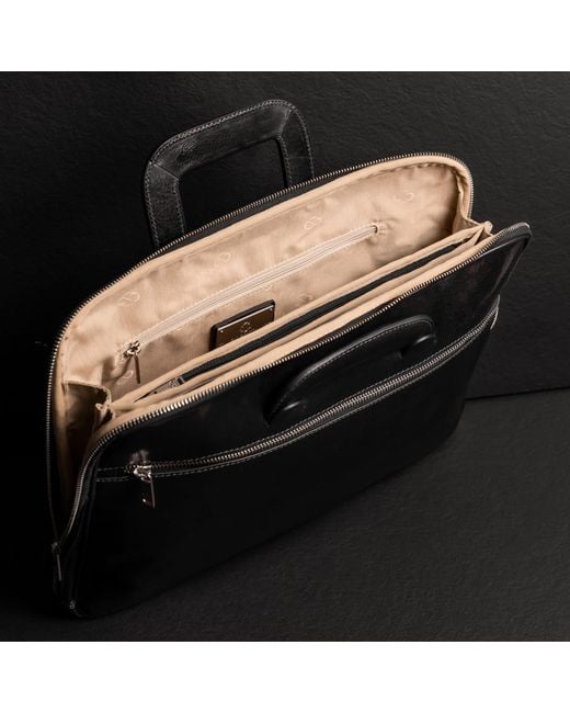 Time Resistance Black Leather Briefcase Laptop Bag for men