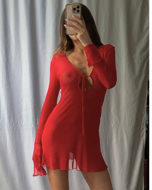Alia Studio Red Améthyste Mini Mesh Dress