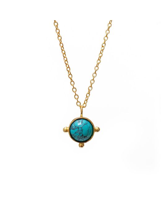 Mirabelle Metallic Wheel Of Fortune Howlite Turquoise Pendant With Simple Chain