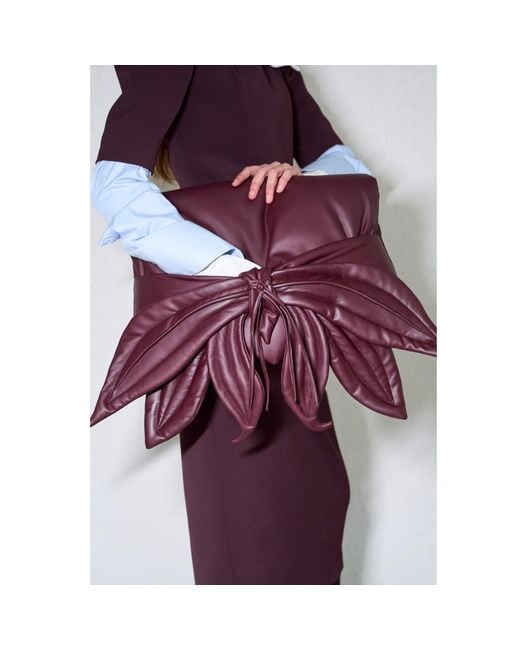 Julia Allert Red Petal Faux Leather Evening Clutch Bag