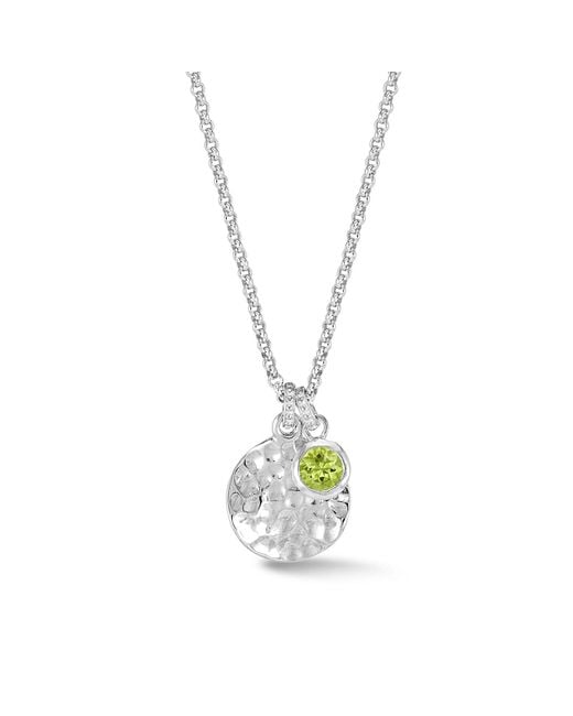 Dower & Hall Metallic Hammered Disc & Peridot Array Pendant