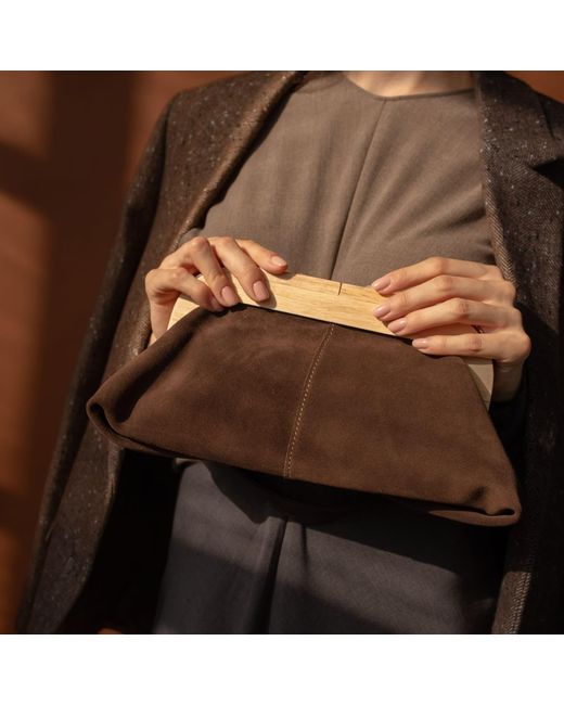 Tarea Studio Brown Bella Suede Leather Bag