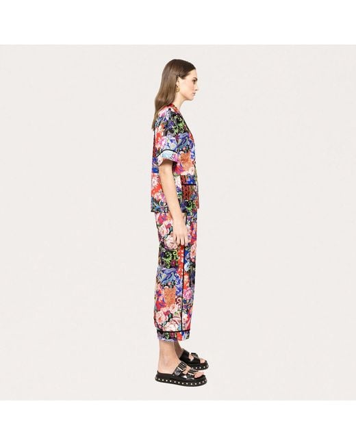 Nissa Red Printed Satin Culottes