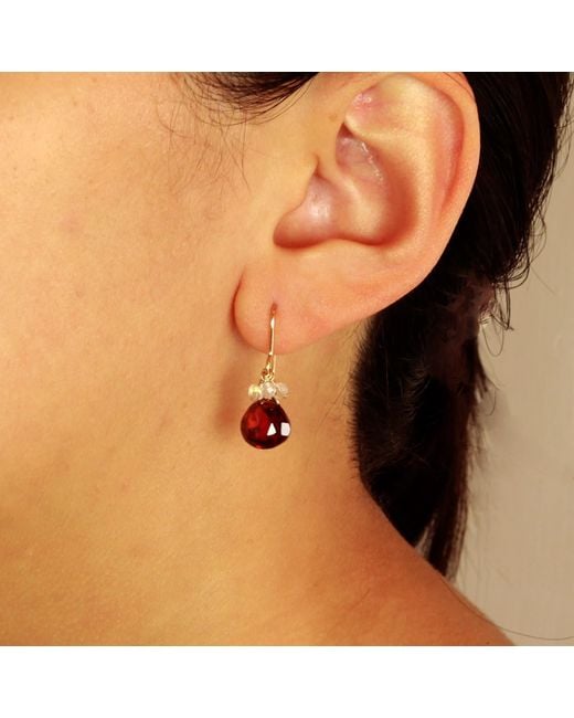 MOUNIR LONDON Garnet Coloured Zircon Drop Earrings