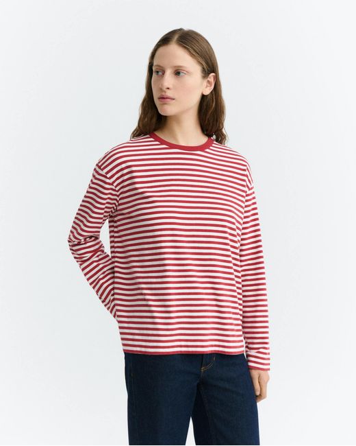 Thinking Mu Red Long-Sleeve Striped Emily T-Shirt