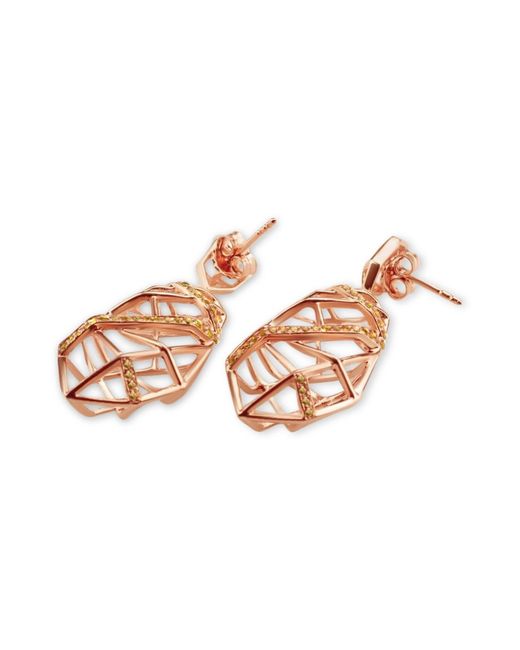 Bellus Domina Metallic Plated Crossover Citrine Earrings